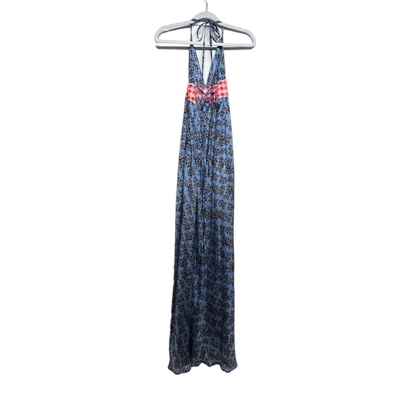 Elegant Blue Halter Maxi Dress - Picture 5 of 8